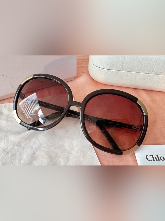 Chloe Accessories - Chloe Vintage Women’s Oversized Round Sunglasses in Dark Brown with Brown Lenses